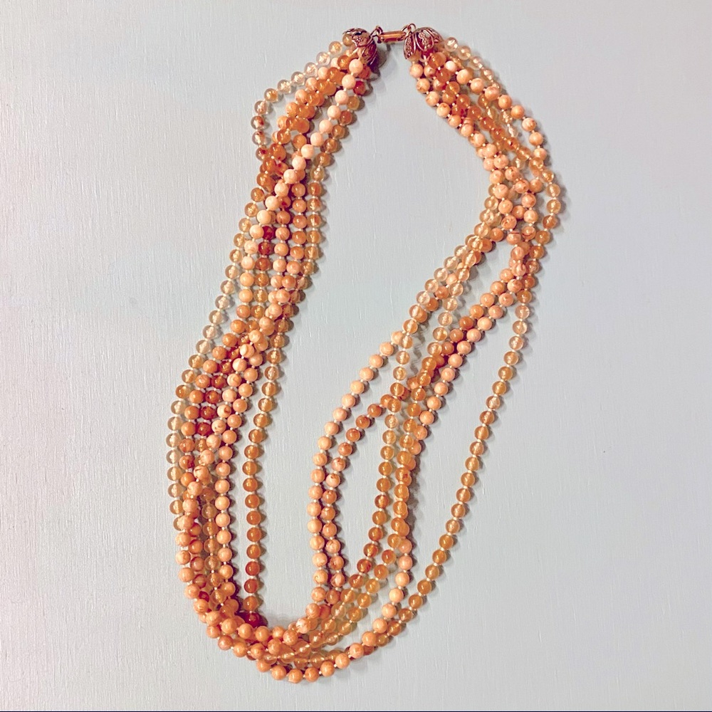 Vintage Multi-string Beaded Clasp Necklace